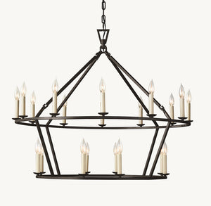 19TH C. ENGLISH OPENWORK TWO-TIER ROUND CHANDELIER 40" - Zonesus