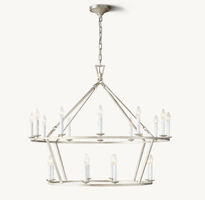 19TH C. ENGLISH OPENWORK TWO-TIER ROUND CHANDELIER 40" - Zonesus