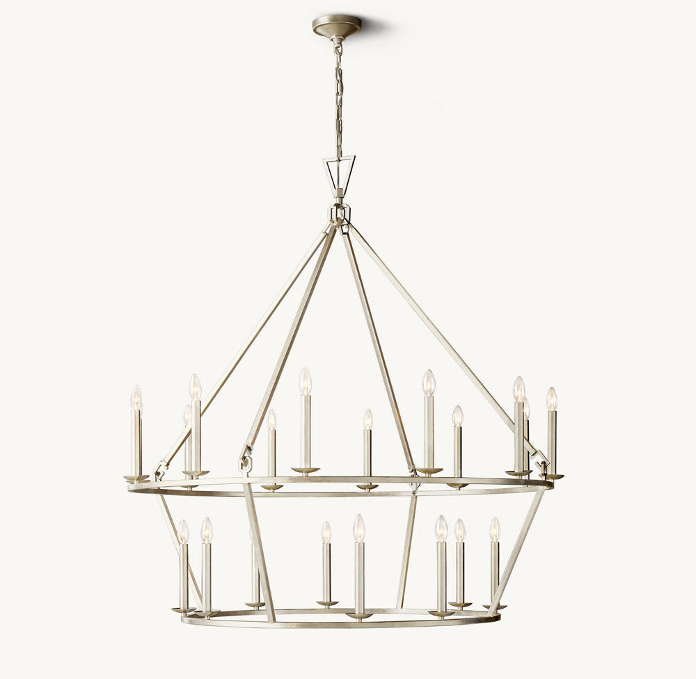 19TH C. ENGLISH OPENWORK TWO-TIER ROUND CHANDELIER 62" - Zonesus