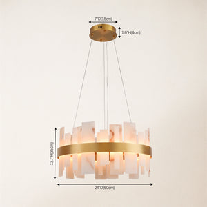 Nocturne Alabaster Round Chandelier 24"#Finish_Gold