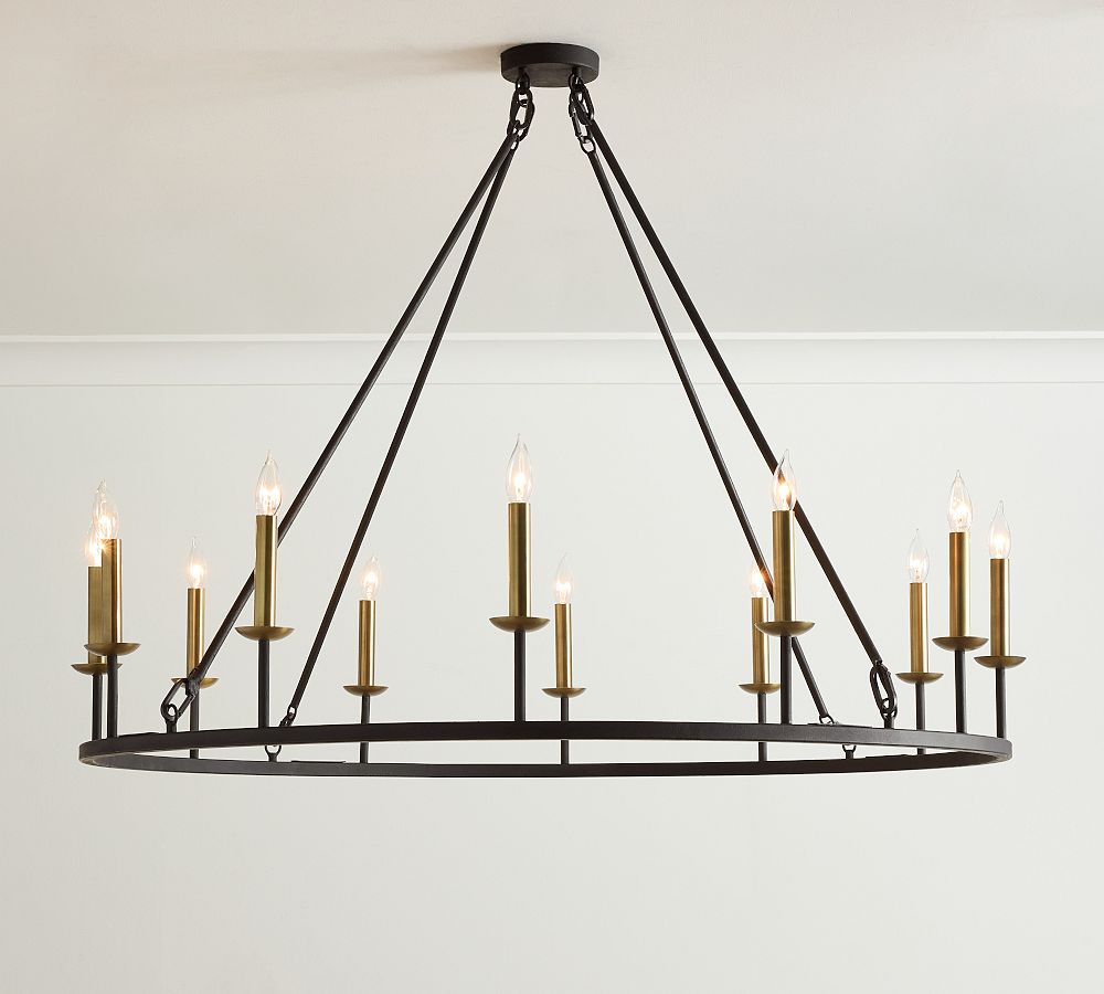 Remington Iron Round Ceiling-Mounted Chandelier (50") - Zonesus