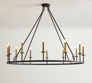 Remington Iron Round Ceiling-Mounted Chandelier (50") - Zonesus