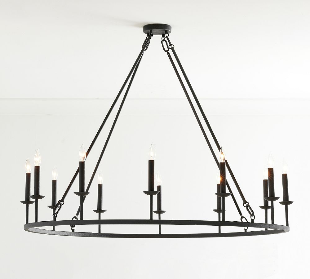 Remington Iron Round Ceiling-Mounted Chandelier (50") - Zonesus