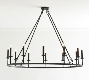 Remington Iron Round Ceiling-Mounted Chandelier (50") - Zonesus