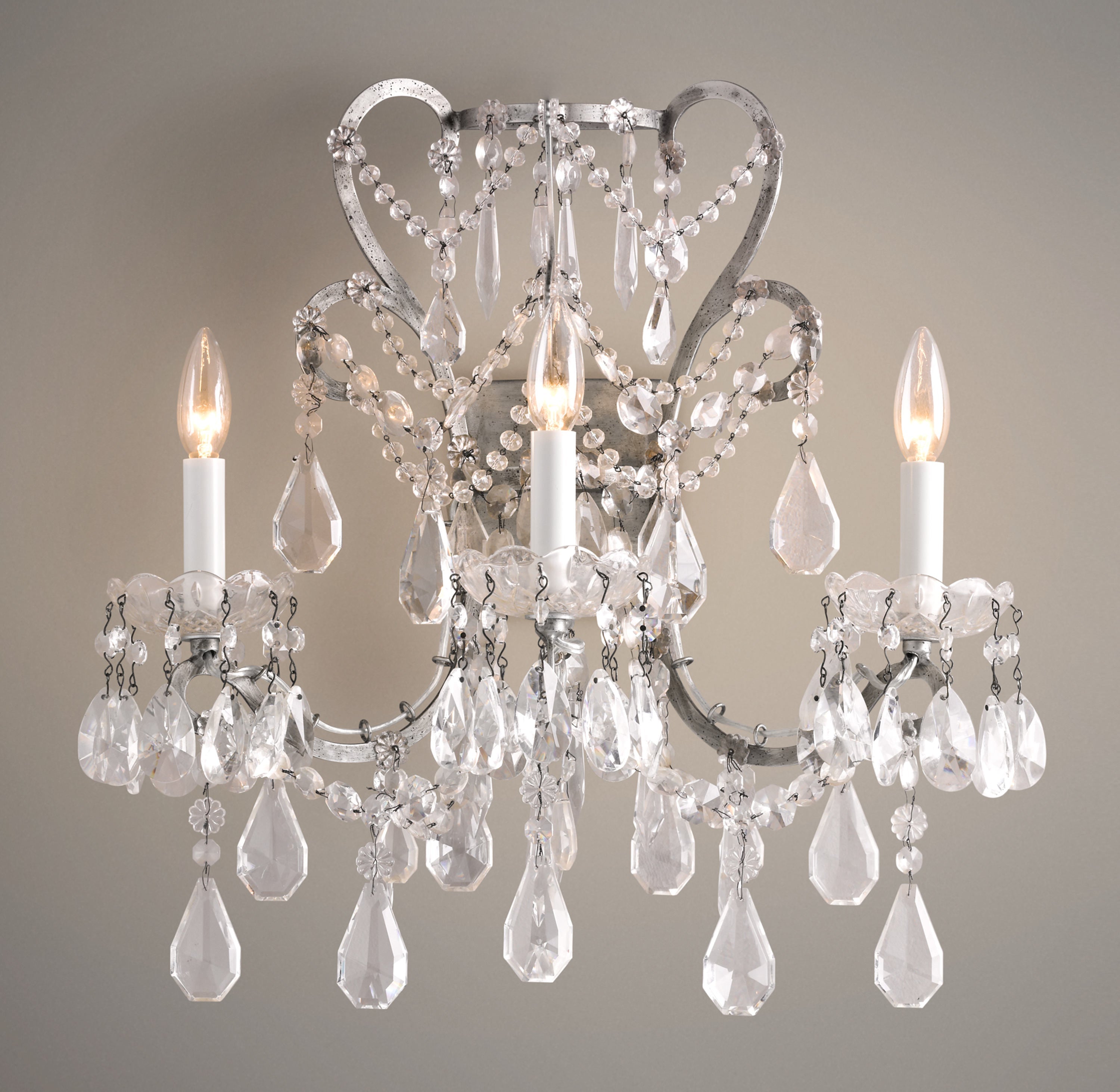 Manor Court Crystal 3-Arm Sconce - Zonesus