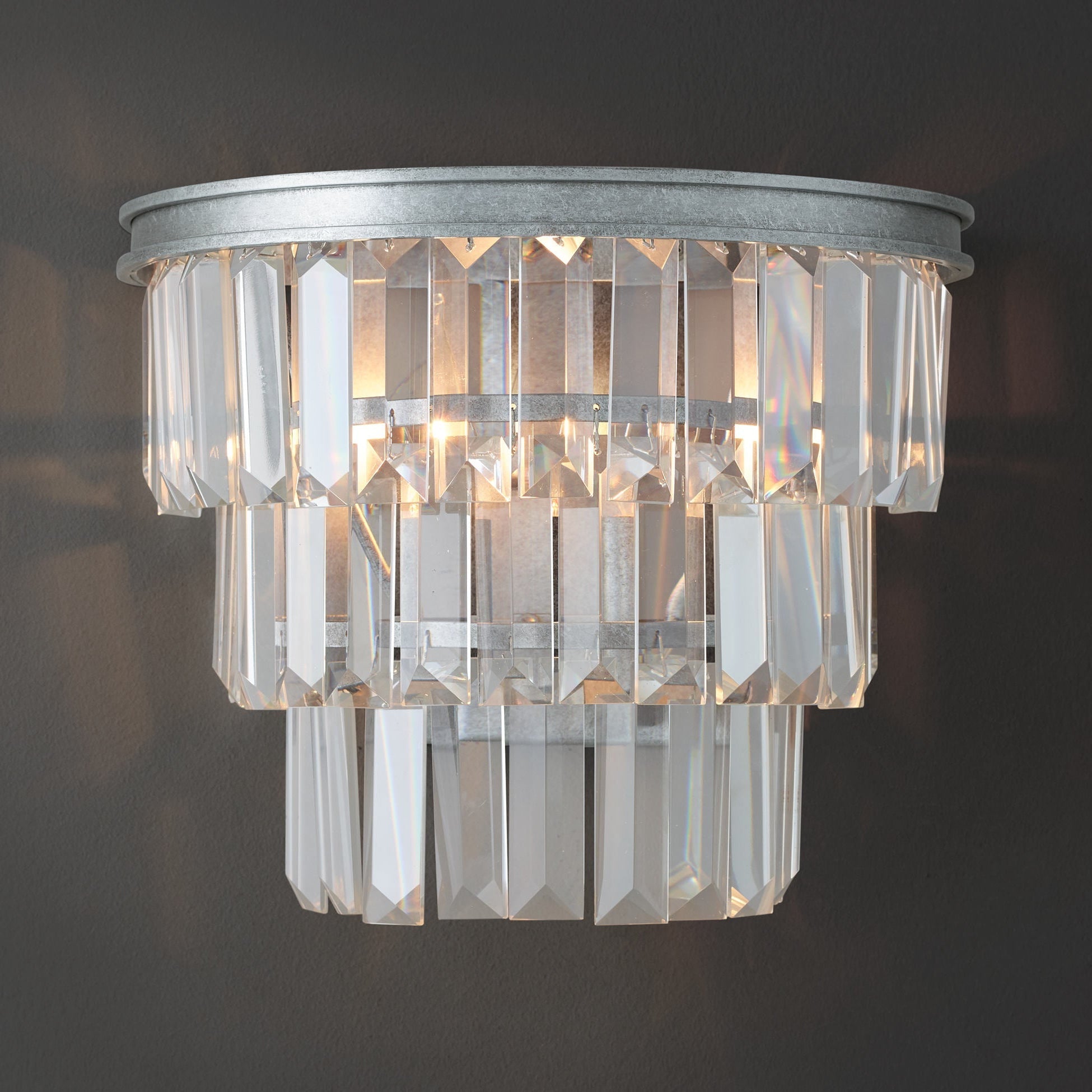 Alaine Crystal Sconce Silver 8''H - Zonesus