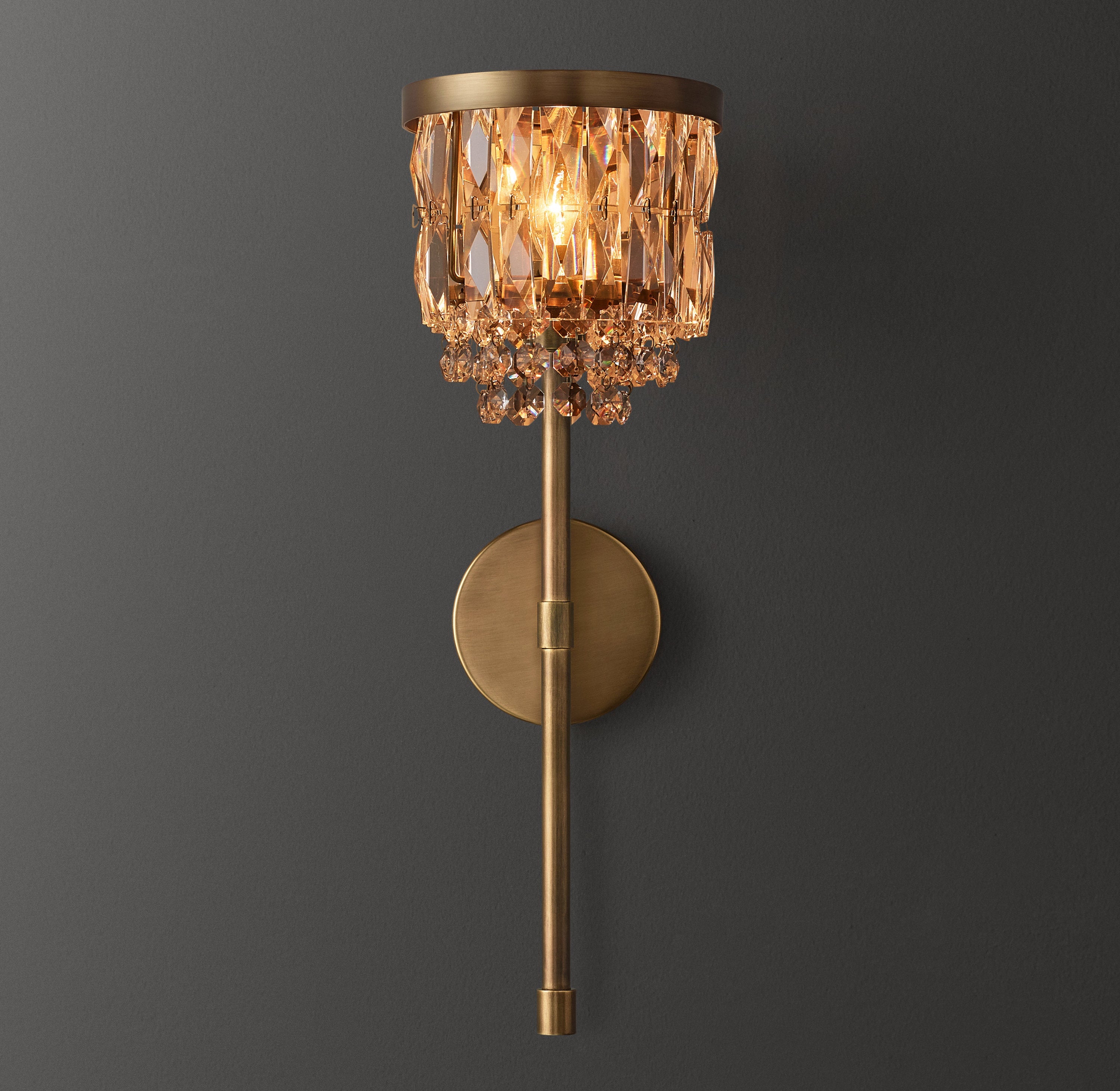Portia Crystal Stick Sconce With Shade 20''H - Zonesus