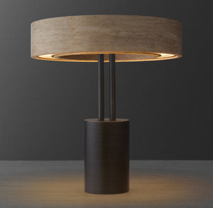 Claudio Travertine Halo Table Lamp 15''D - Zonesus