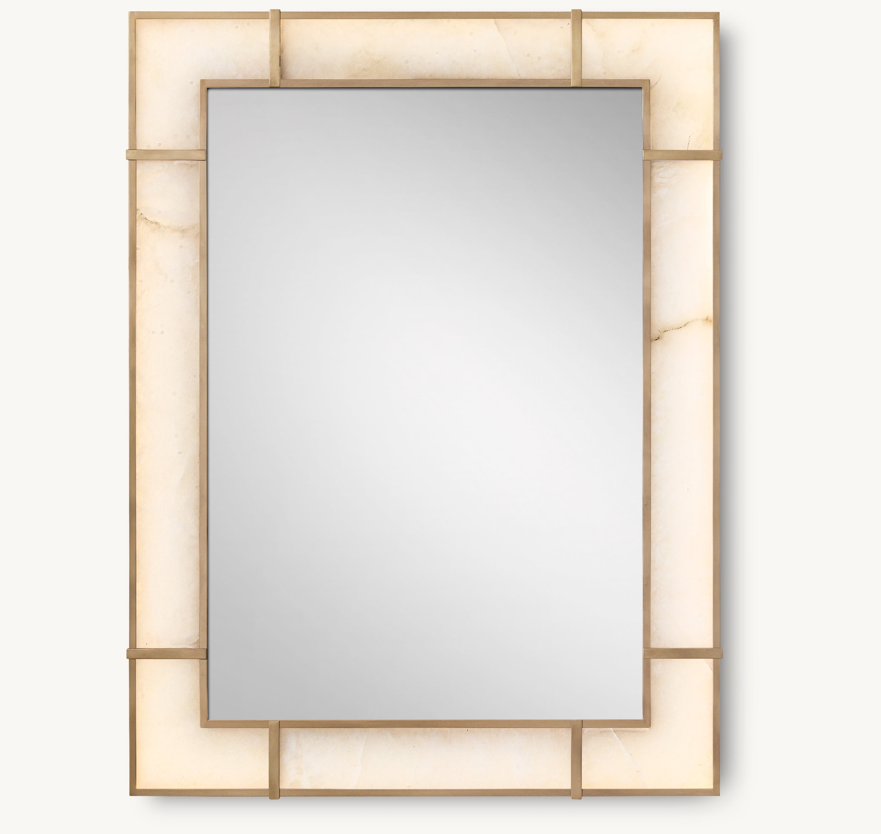 Illuminated Blaire Alabaster Dresser Mirror - Antiqued Brass - Zonesus