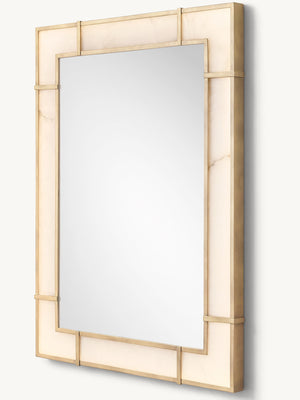 Illuminated Blaire Alabaster Dresser Mirror - Antiqued Brass - Zonesus