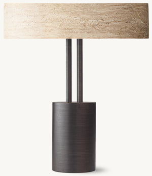 Claudio Travertine Halo Table Lamp 15''D - Zonesus