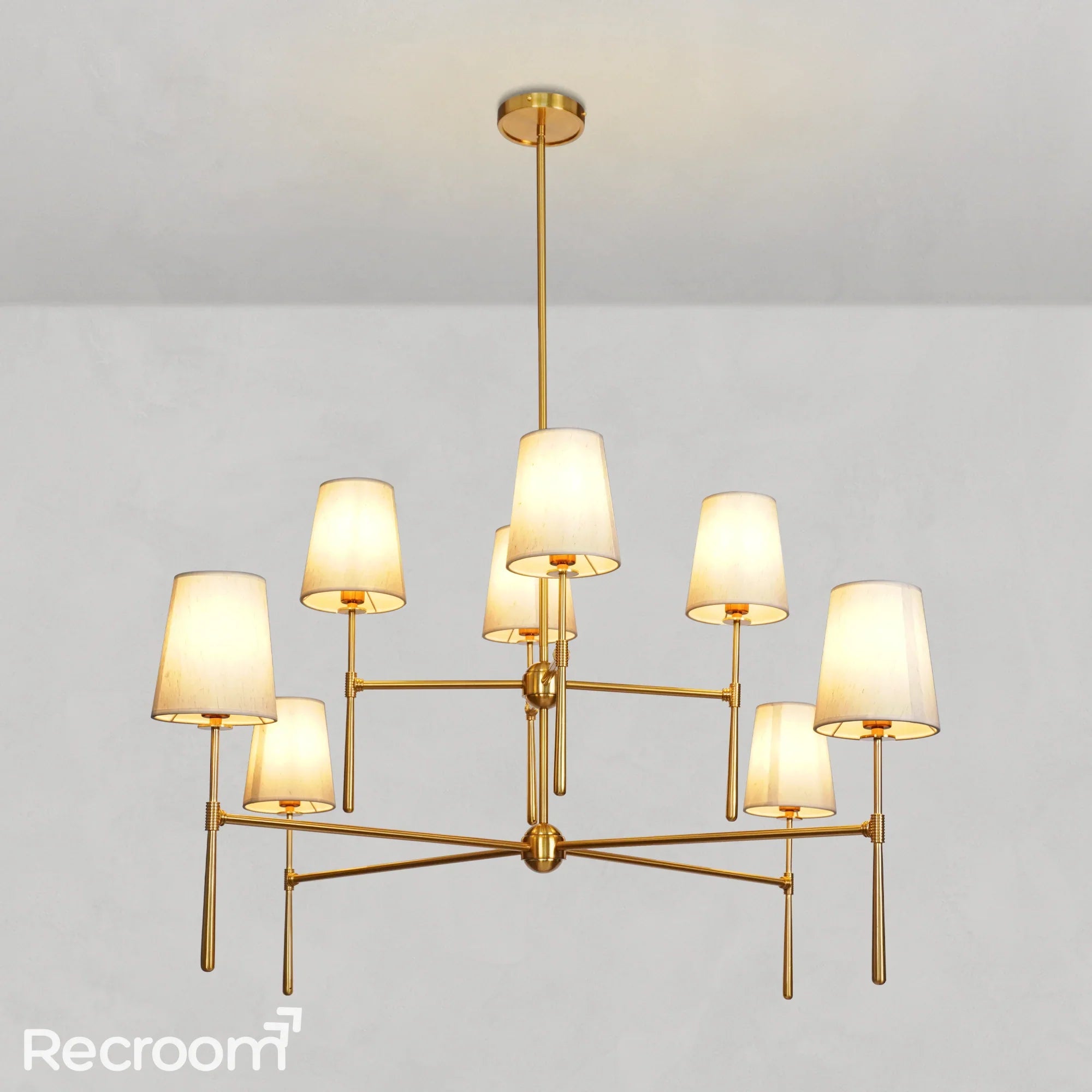 Art Fabric Lamp Shade Rhodes 2-Tier Round Chandelier 48 - Zonesus