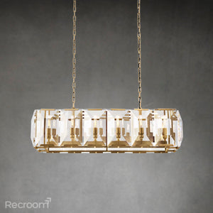 Harllow Multi Crystal Rectangular Chandelier 42“ 54” 62“ 74” - Zonesus