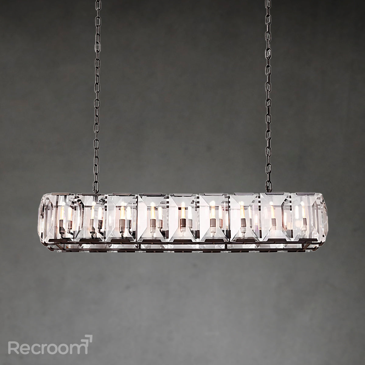 Harllow Multi Crystal Rectangular Chandelier 42“ 54” 62“ 74” - Zonesus