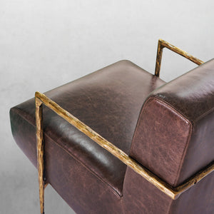 Thaddeo Genuine Brown Leather Accent Chair - Zonesus