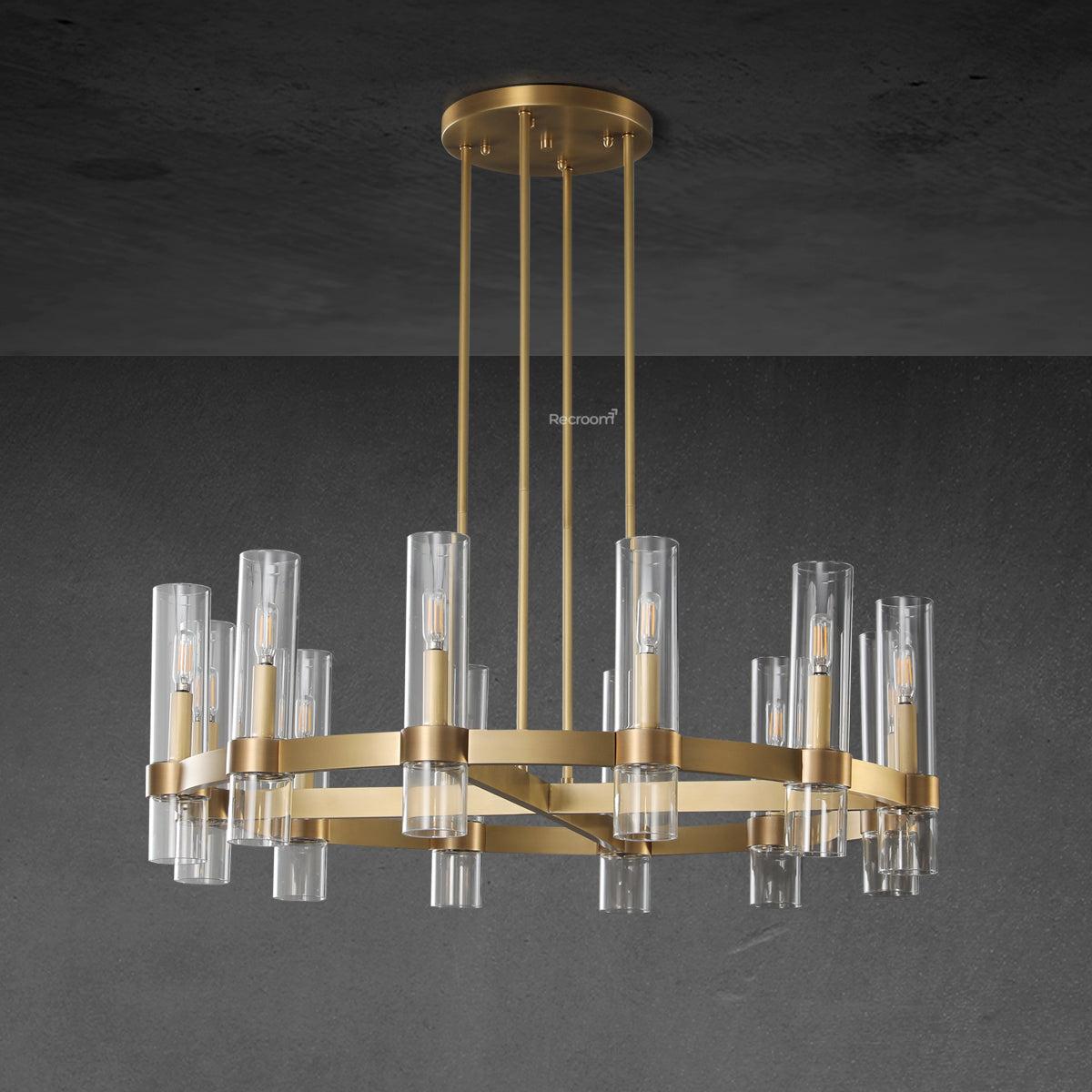 Manory Glass Round Chandelier 36" - Zonesus