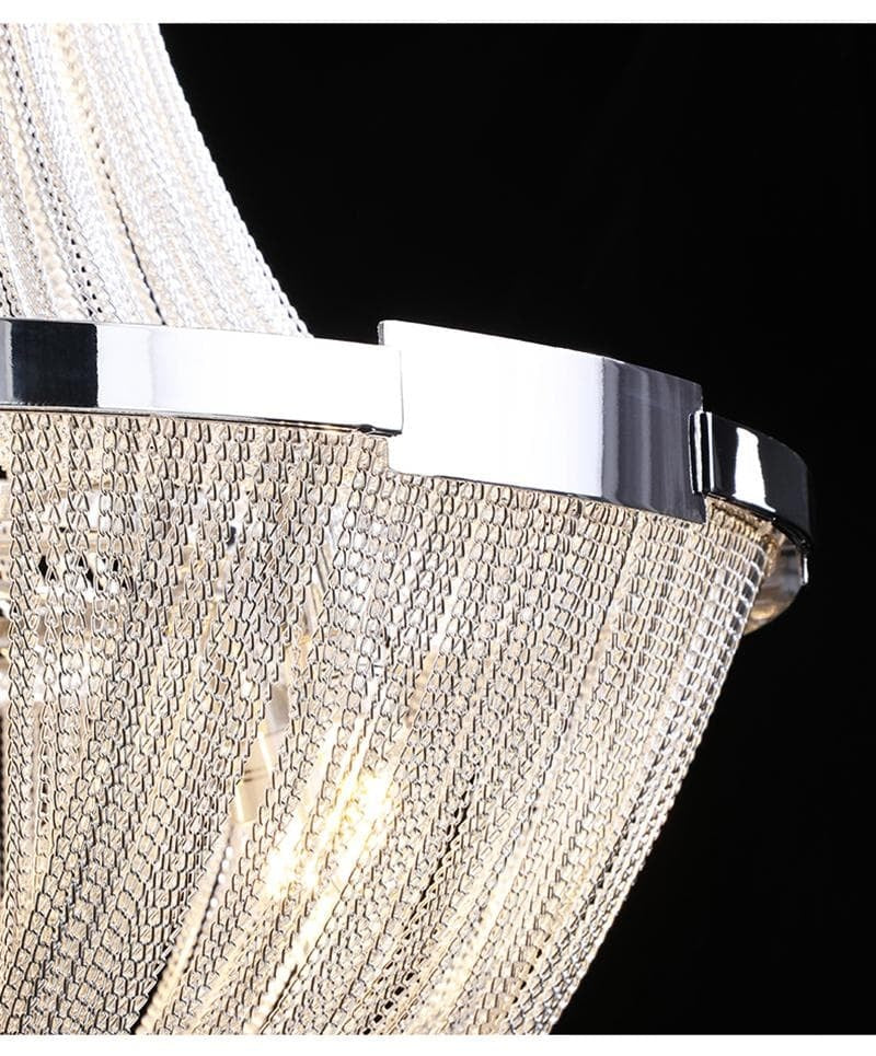 Alisa Luxury Plated Aluminum Chain Tassel Chandelier Diameter 24" 31" - Zonesus
