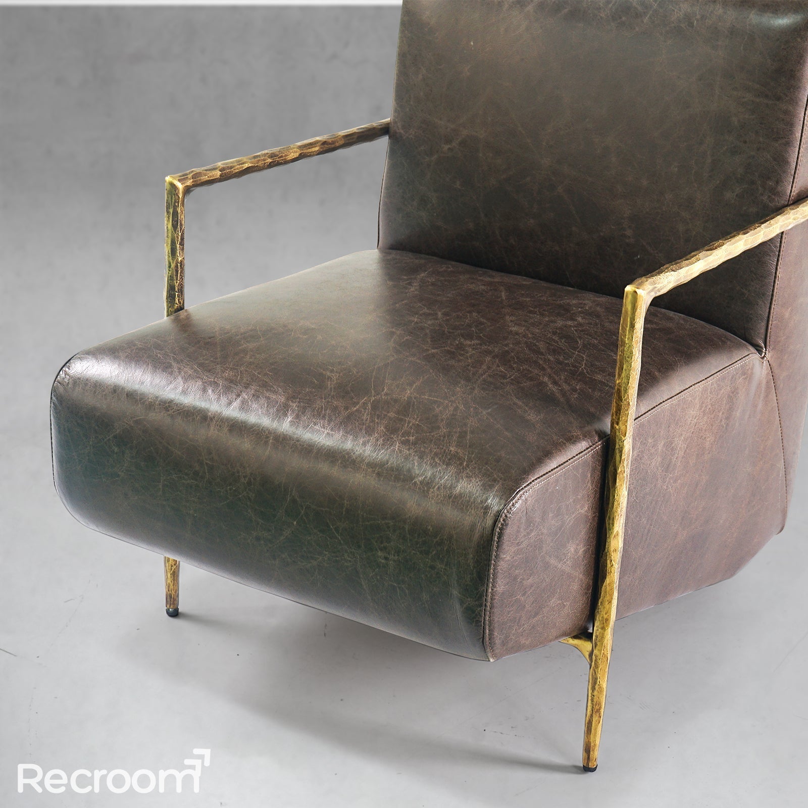 Thaddeo Genuine Brown Leather Accent Chair - Zonesus