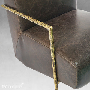 Thaddeo Genuine Brown Leather Accent Chair - Zonesus