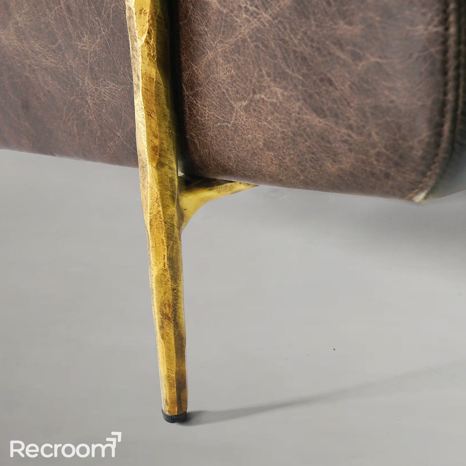 Thaddeo Genuine Brown Leather Accent Chair - Zonesus