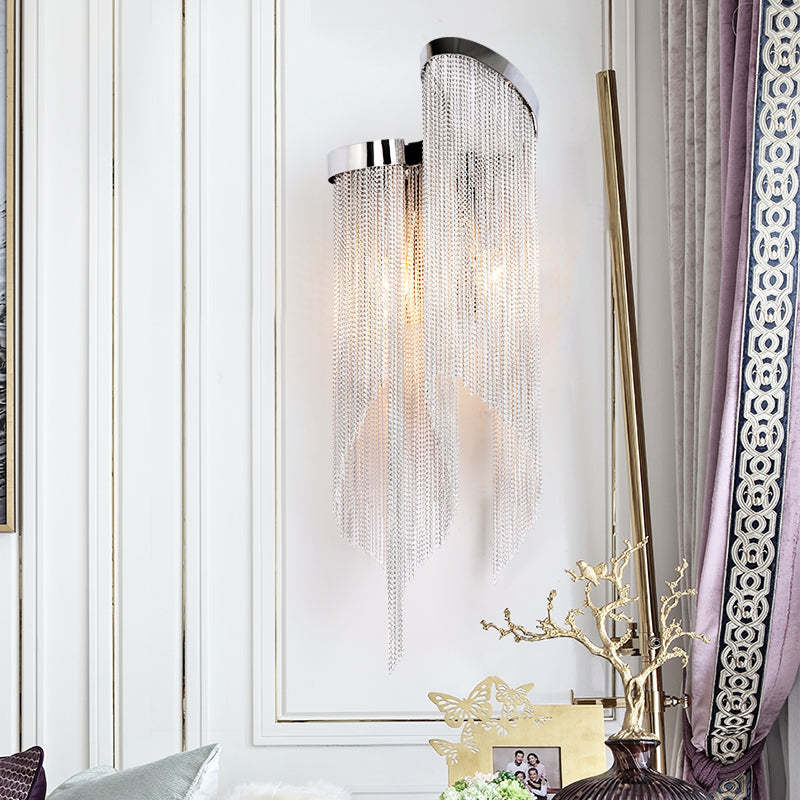 Fiona Aluminum Chain Tassel Wall Sconce - Zonesus