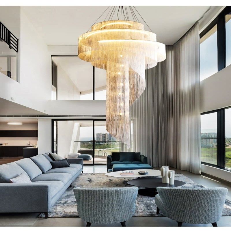 Alisa Luxury Aluminum Chain Tassel Ring Multilayer Chandelier - Zonesus