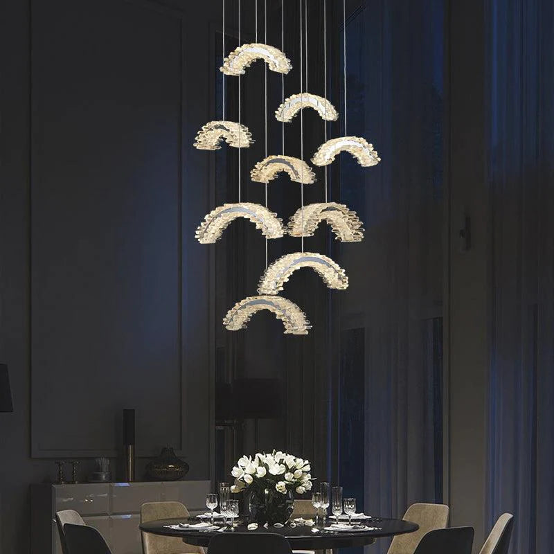 Cervine Rock Crystal Staircase Chandelier - Zonesus
