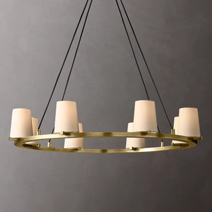 Paillette Round Chandelier For White Fabric Shade 36" - Zonesus