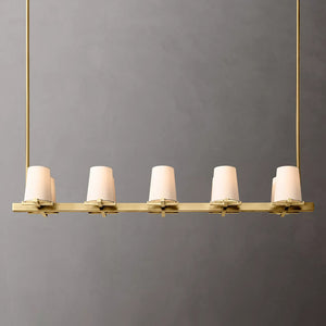 Paillette Linear Chandelier For White Fabric Shade 49" - Zonesus