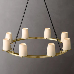 Paillette Round Chandelier For White Fabric Shade 36" - Zonesus