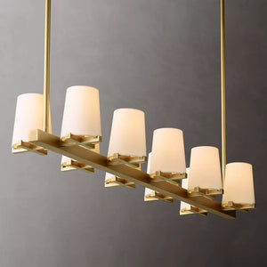 Paillette Linear Chandelier For White Fabric Shade 49" - Zonesus
