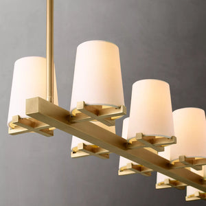 Paillette Linear Chandelier For White Fabric Shade 49" - Zonesus