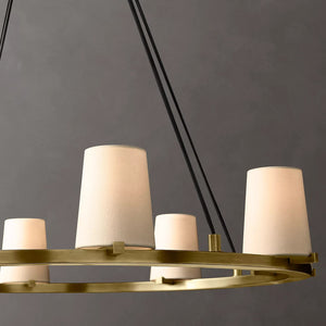Paillette Round Chandelier For White Fabric Shade 36" - Zonesus