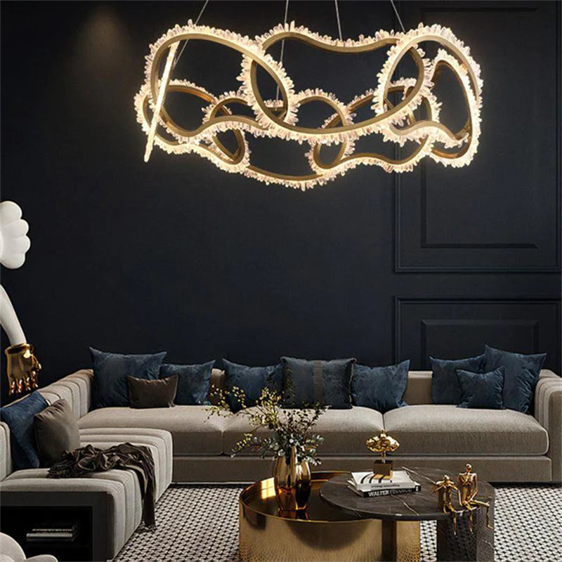 Cervine Rock Crystal Multi Ring Chandelier - Zonesus