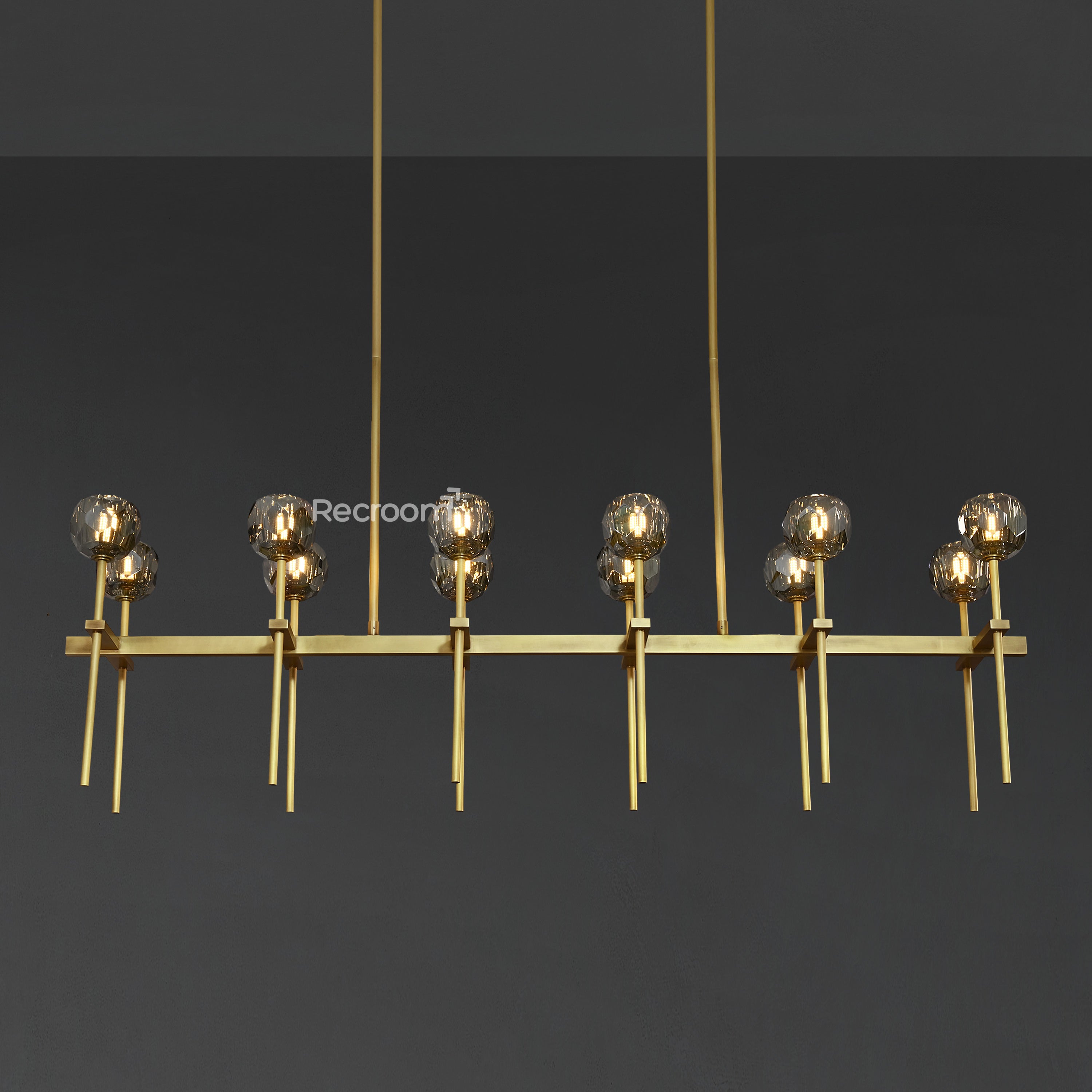 Boulew Crystal Glass Double Linear Chandelier 60" - Zonesus