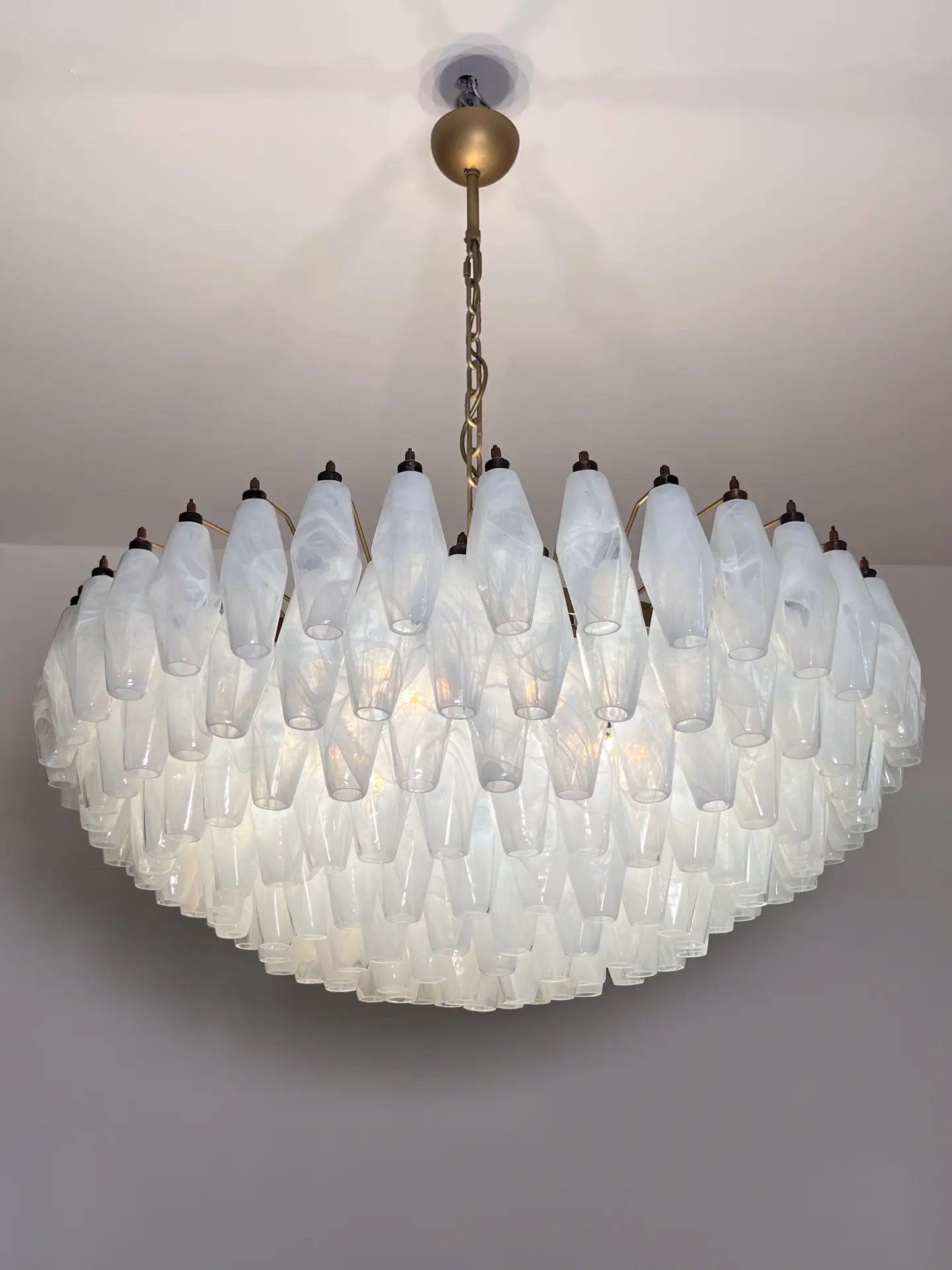 Murano Chandelier – Poliedri – 185 glass – White Alabaster - Zonesus