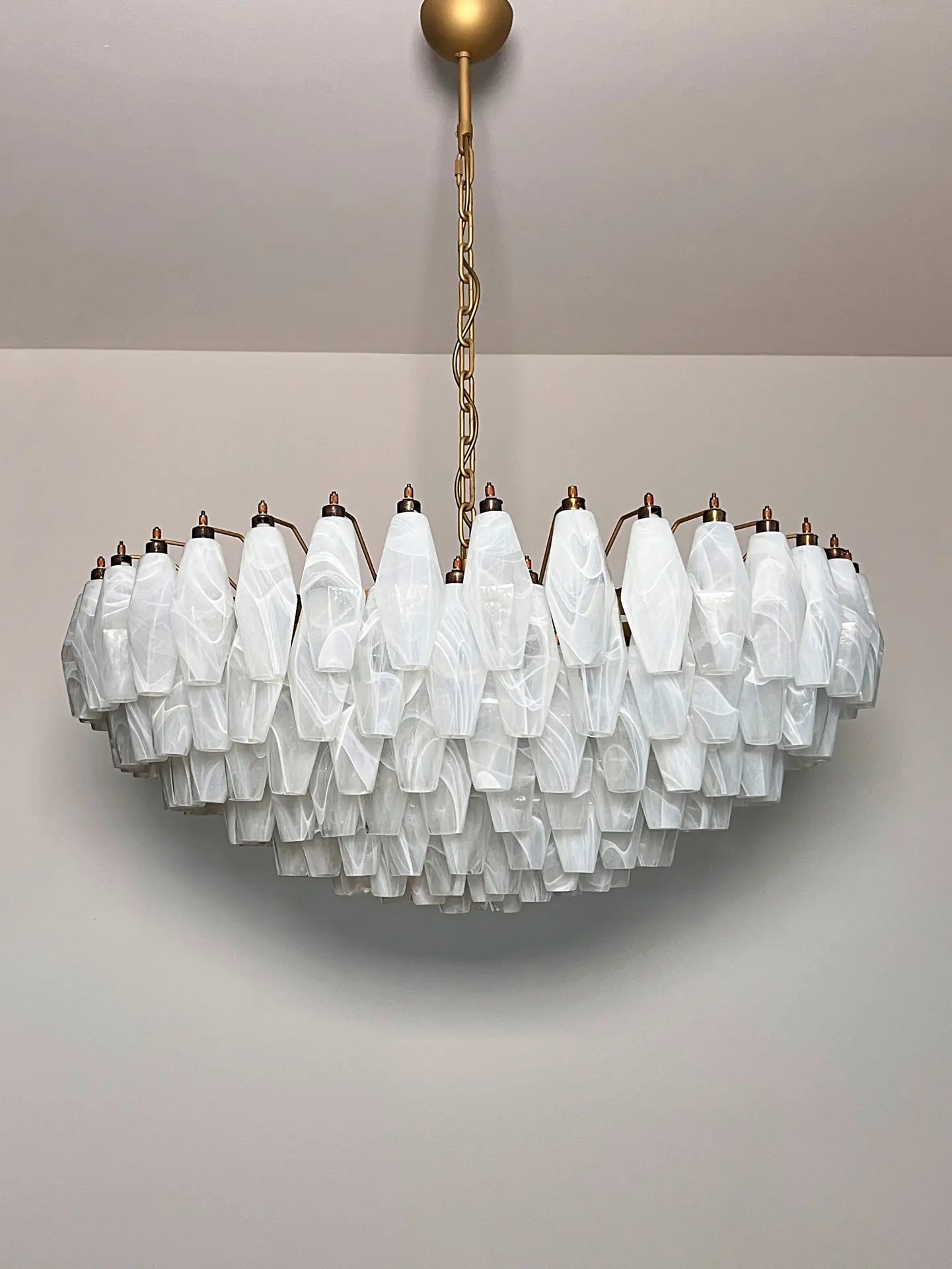 Murano Chandelier – Poliedri – 185 glass – White Alabaster - Zonesus