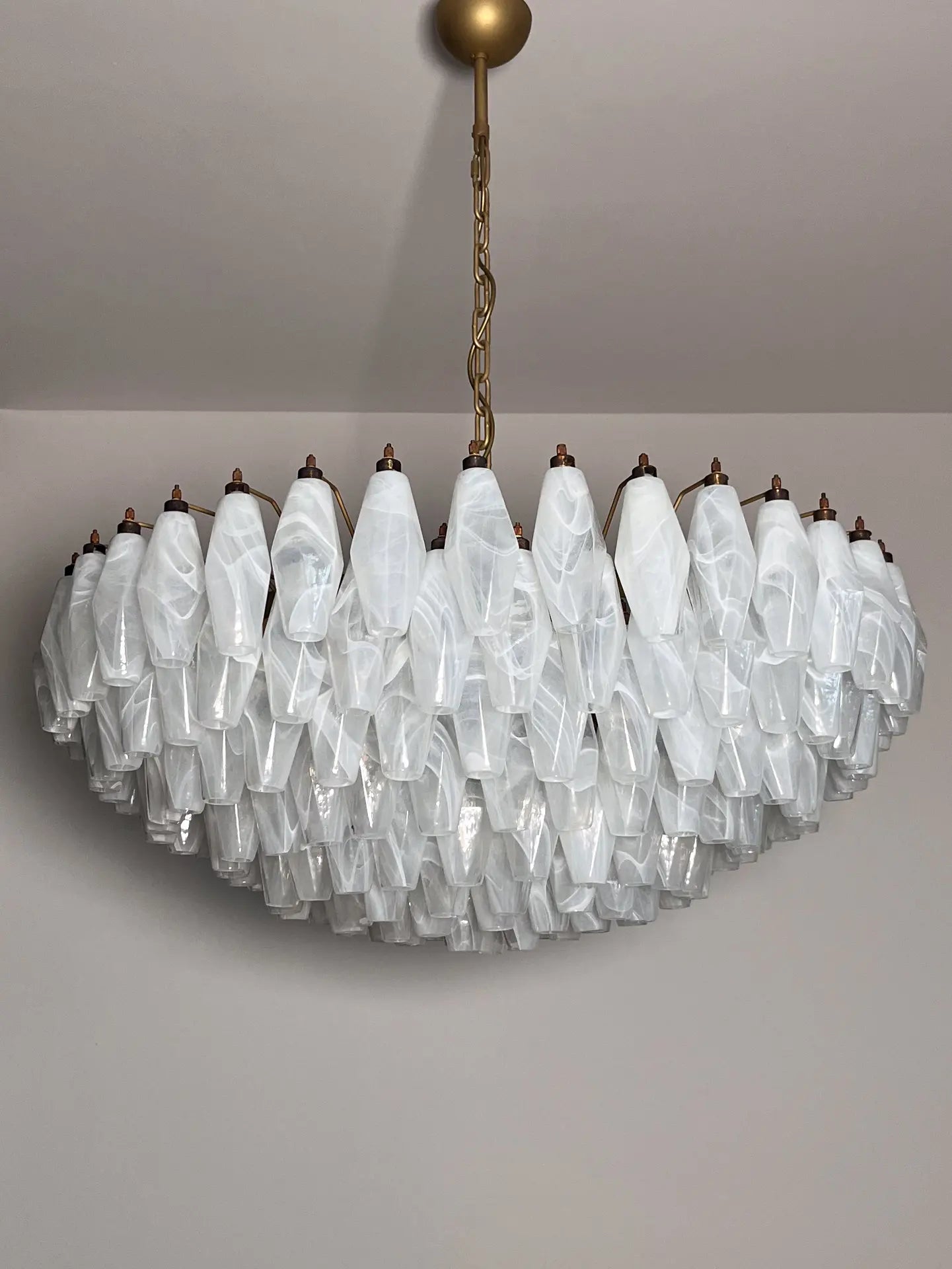 Murano Chandelier – Poliedri – 185 glass – White Alabaster - Zonesus