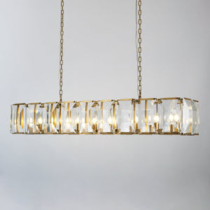 Harllow Multi Crystal Rectangular Chandelier 42“ 54” 62“ 74” - Zonesus