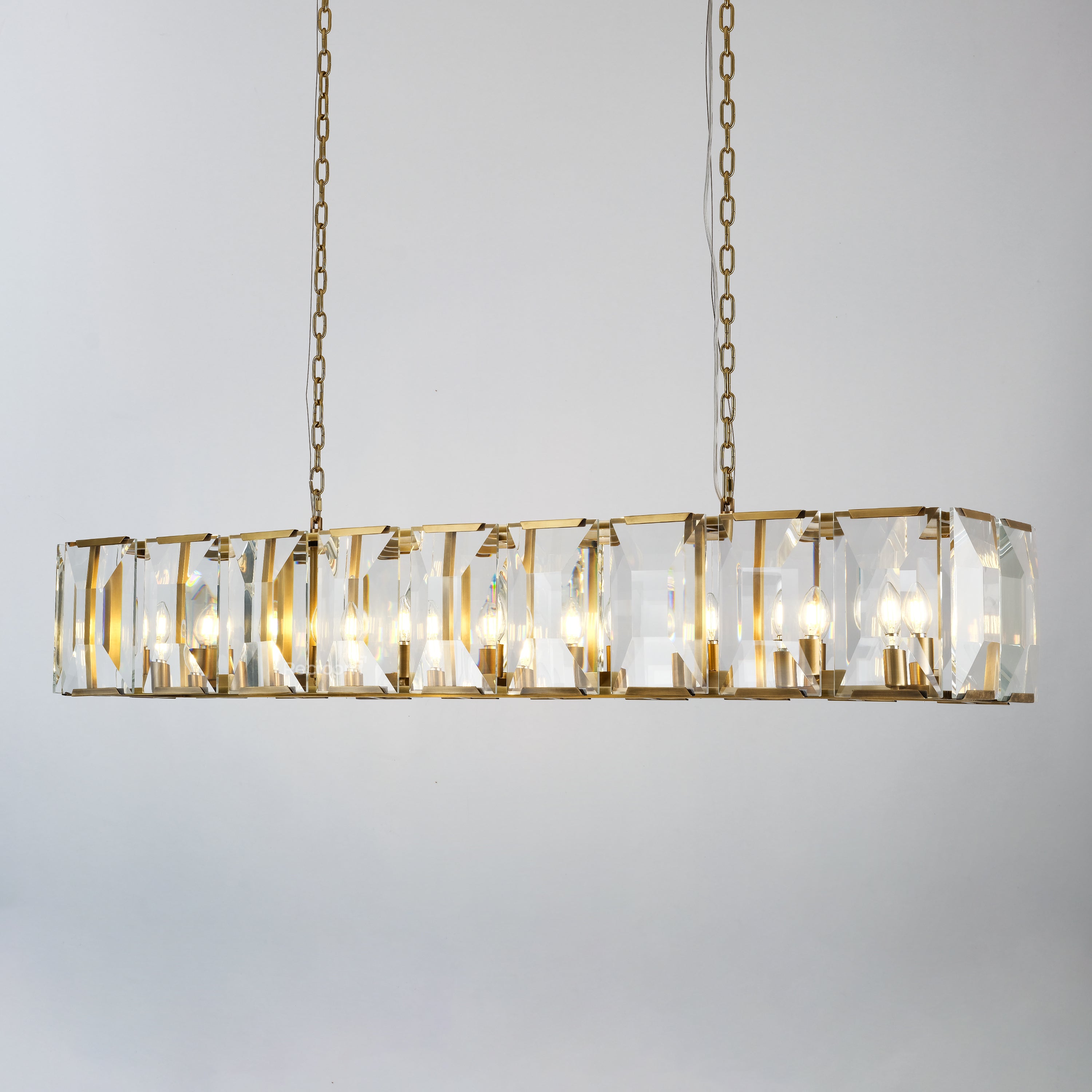 Harllow Multi Crystal Rectangular Chandelier 42“ 54” 62“ 74” - Zonesus