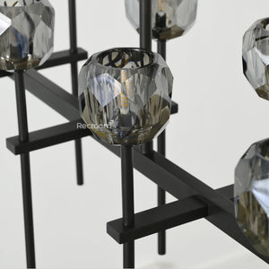 Boulew Crystal Glass Double Linear Chandelier 60" - Zonesus
