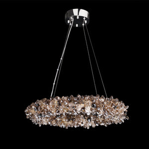 Cervine Multiple Size Modern Smoky Rock Crystal Halo LED Chandelier Pendant Light - Zonesus