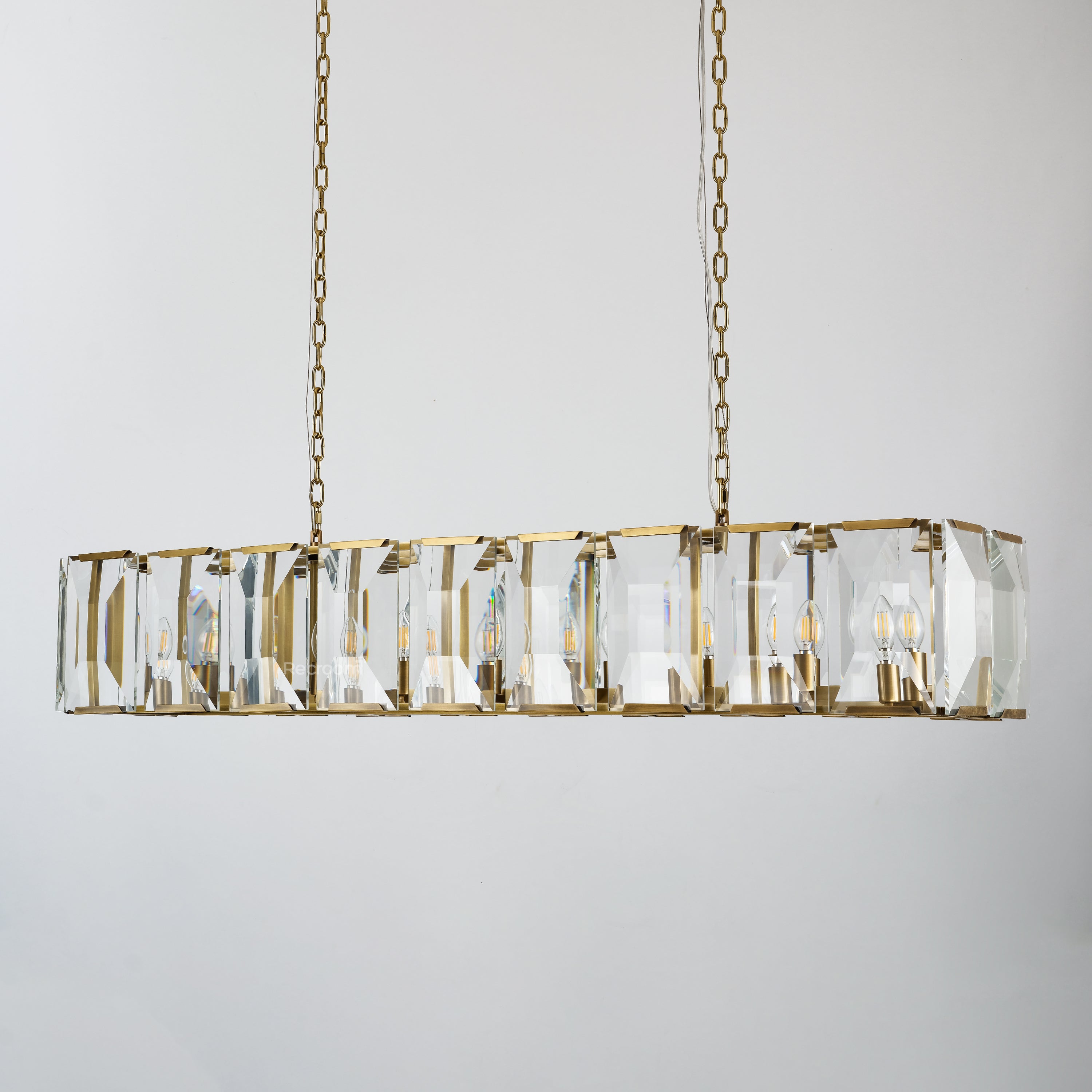 Harllow Multi Crystal Rectangular Chandelier 42“ 54” 62“ 74” - Zonesus
