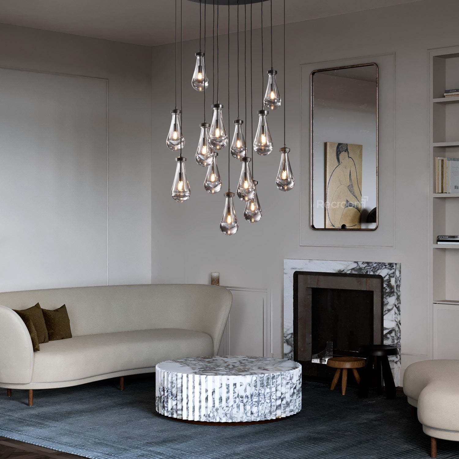 Raindrop Round Chandelier 36" - Zonesus