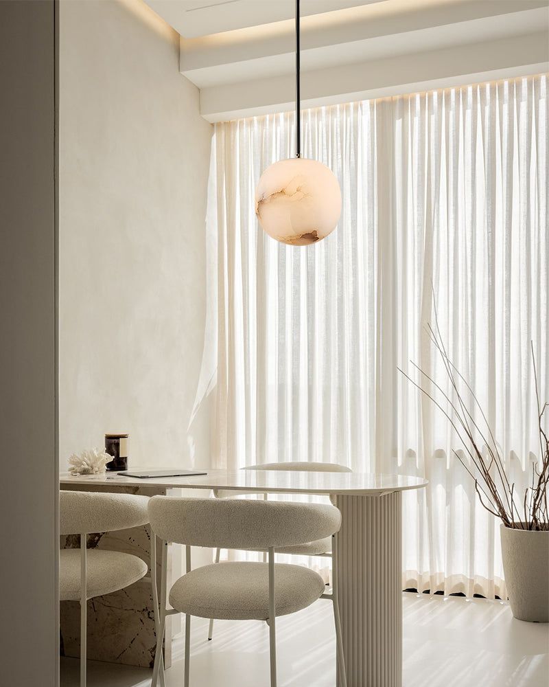 Modern Round Alabaster Globe 4" Wide Multi Light Pendant Polished Gold for Kitchen