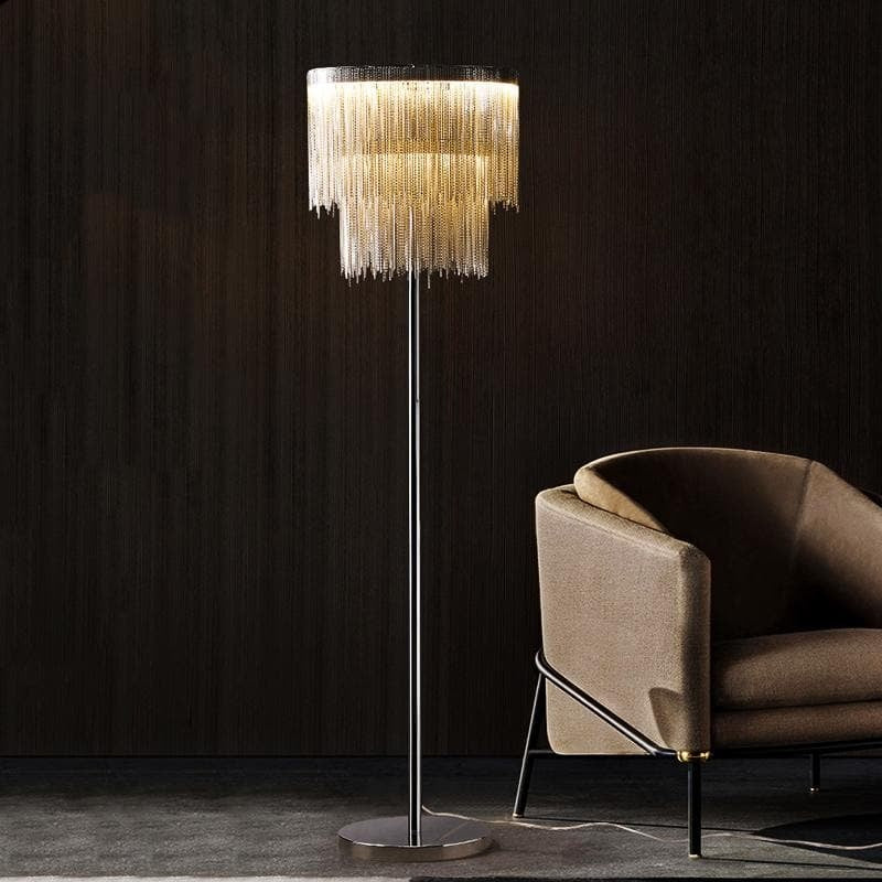 Alisa Luxury Hardware Aluminum Chain Tassel Floor Lamp(SINGLE-LAYER/DOUBLE-DECK) - Zonesus