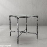 Thaddeo Glass Square Side Table Overhang - Zonesus