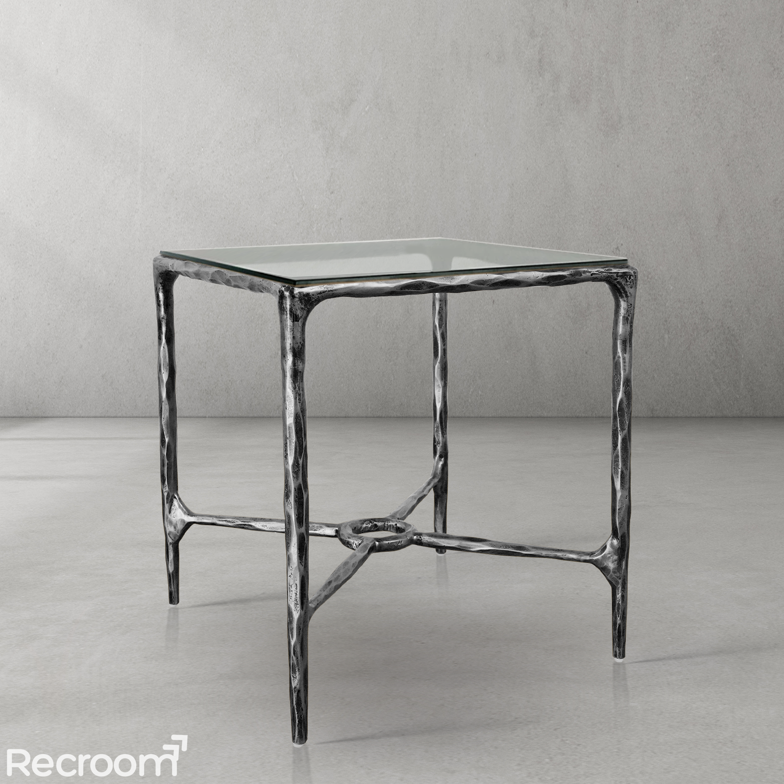Thaddeo Glass Square Side Table Overhang - Zonesus