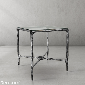 Thaddeo Glass Square Side Table Overhang - Zonesus