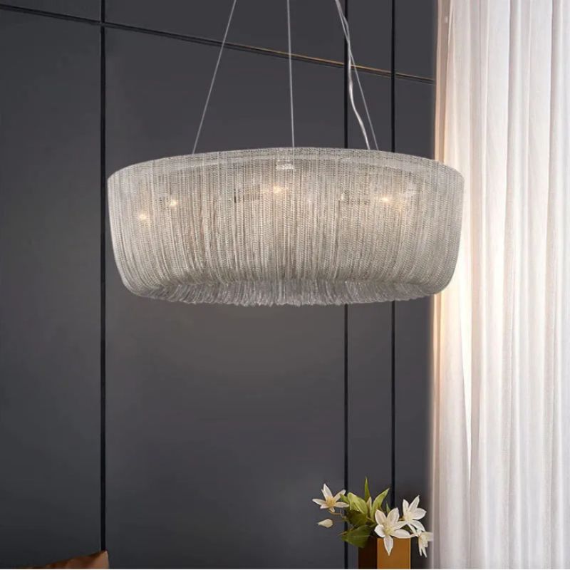 Cadenas Aluminum Chain Tassel Chandelier - Zonesus